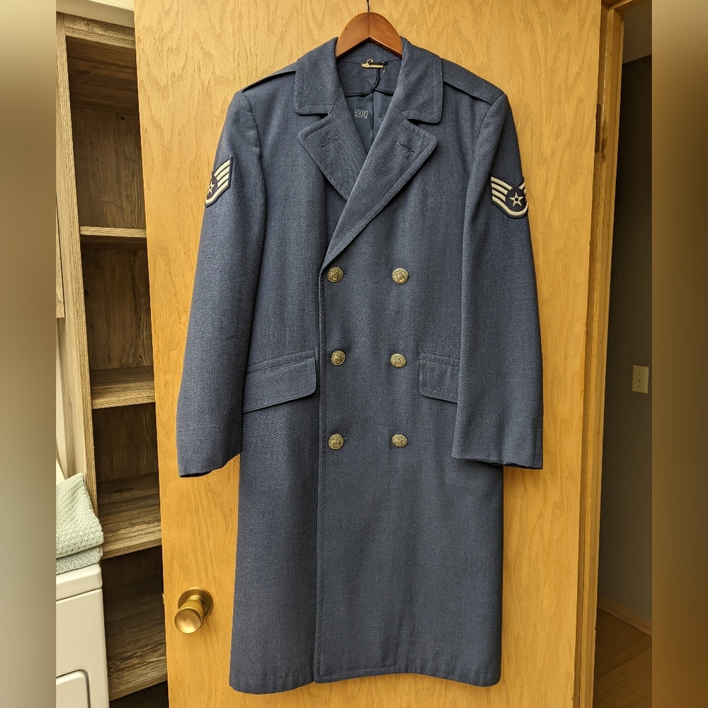 Vintage Military Jacket Overcoat Coat Double Breasted